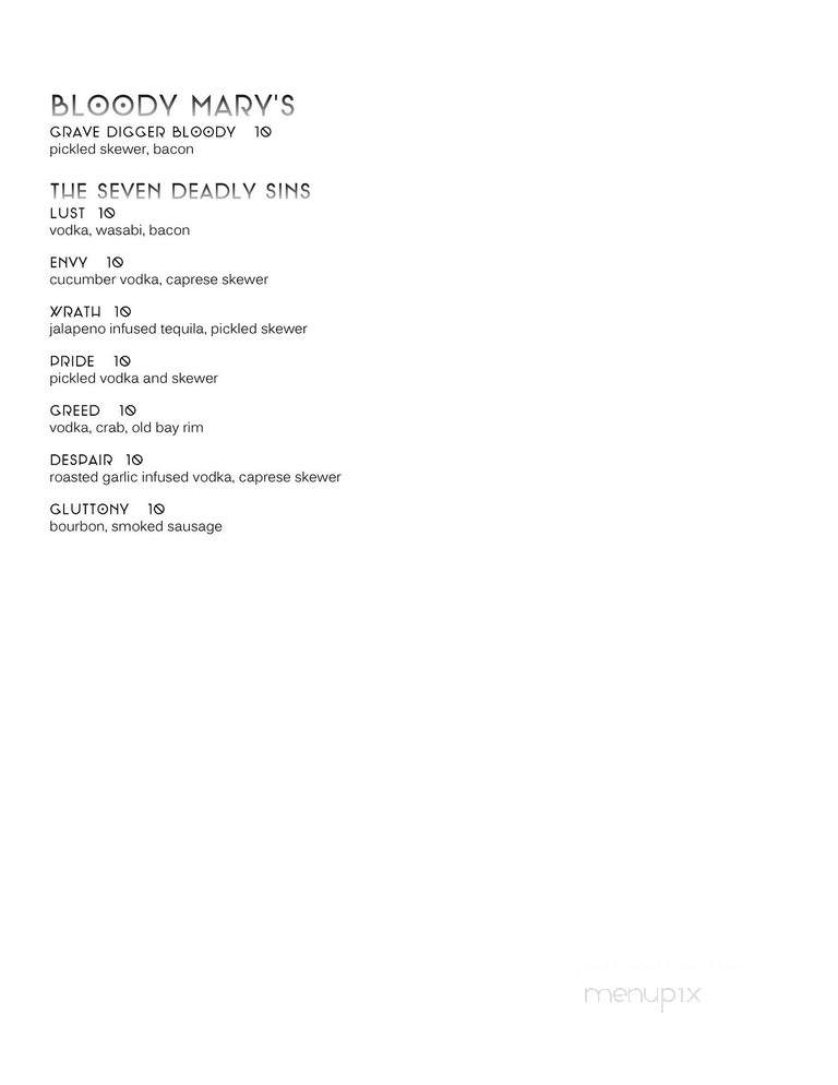 6ft Under Pub - Philadelphia, PA menu_pic