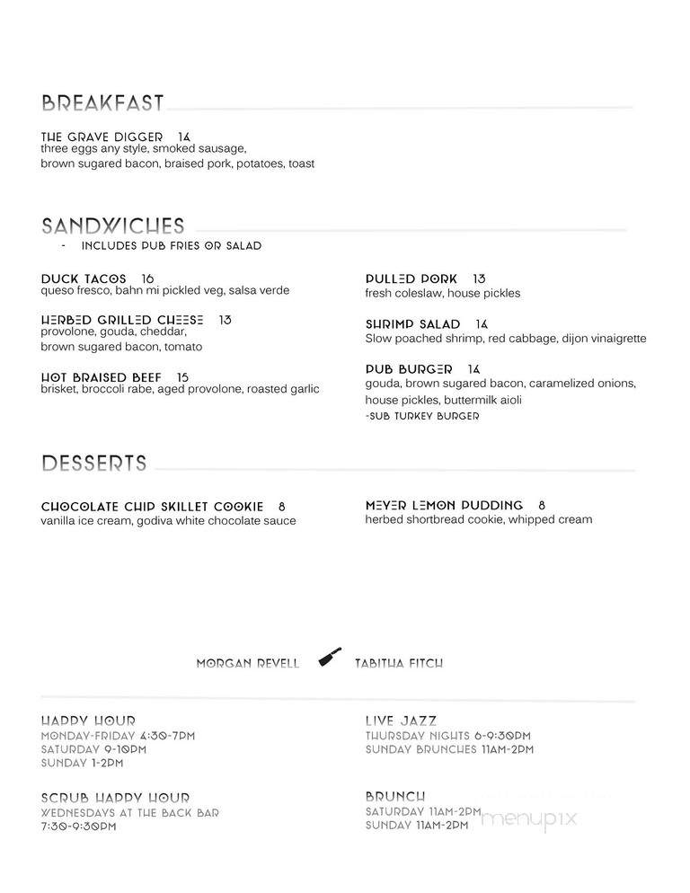 6ft Under Pub - Philadelphia, PA menu_pic