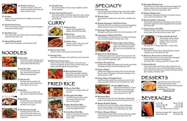 7 Seven Thai Restaurant - Roseburg, OR menu_pic