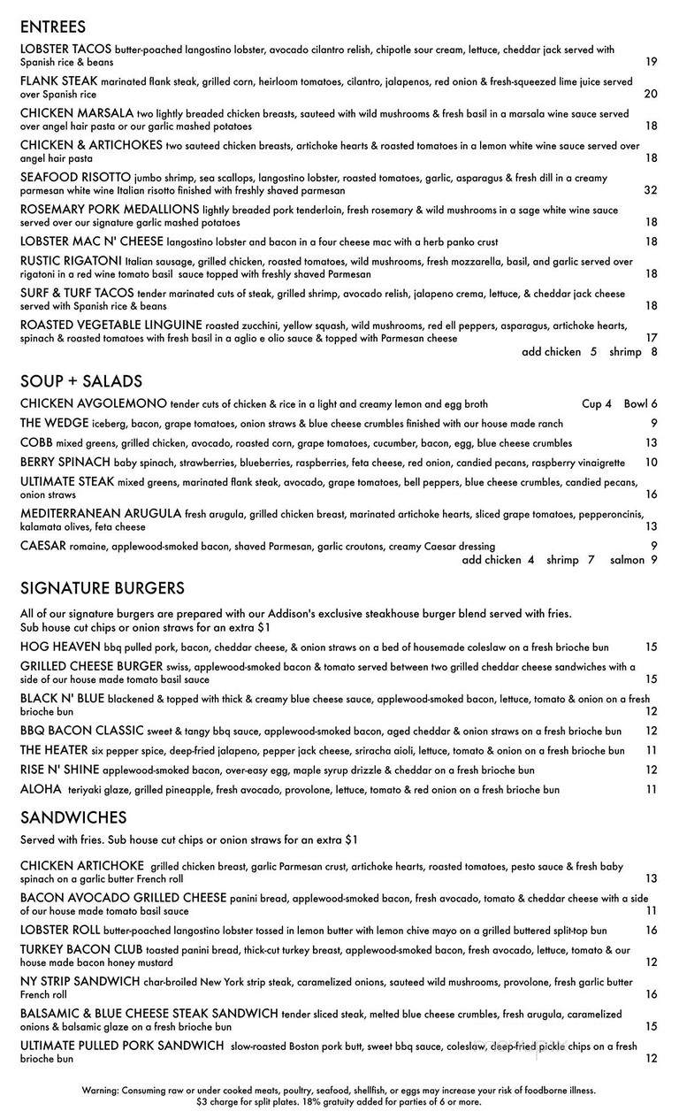Addison's Steakhouse - McHenry, IL menu_pic