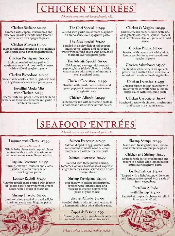Adriatic Cafe Italian Grill - Tomball, TX menu_pic