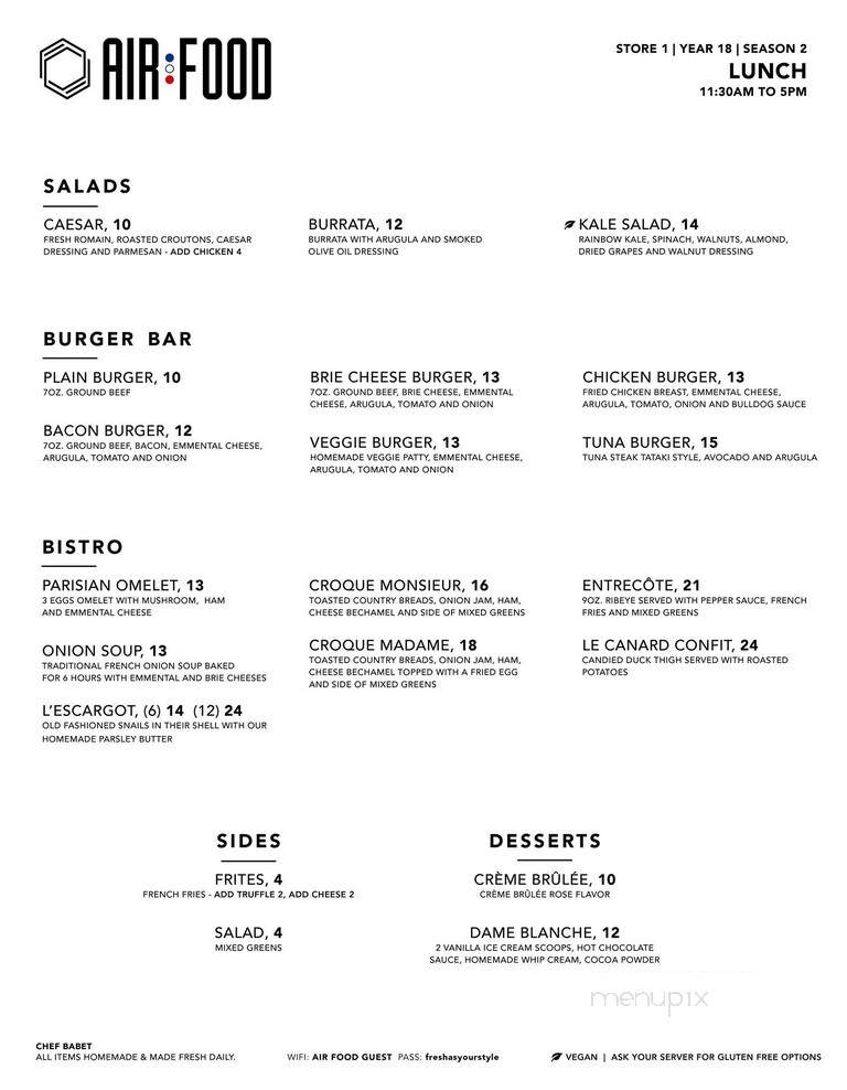 Air Food - Santa Monica, CA menu_pic