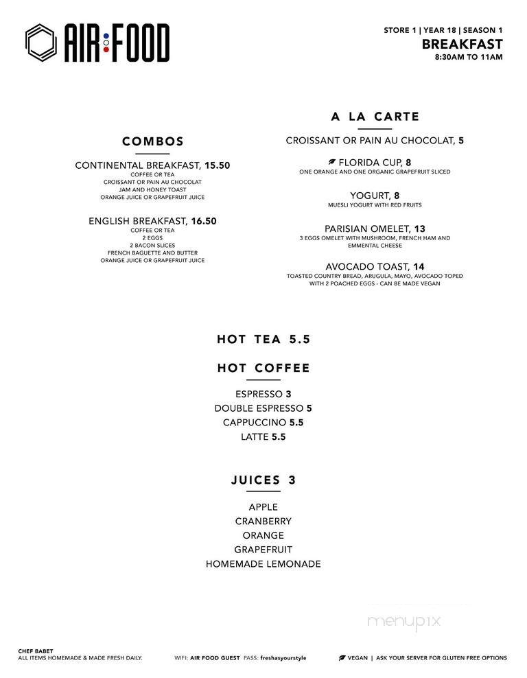 Air Food - Santa Monica, CA menu_pic