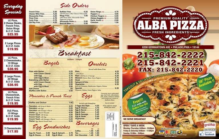 Alba Pizza - Philadelphia, PA menu_pic