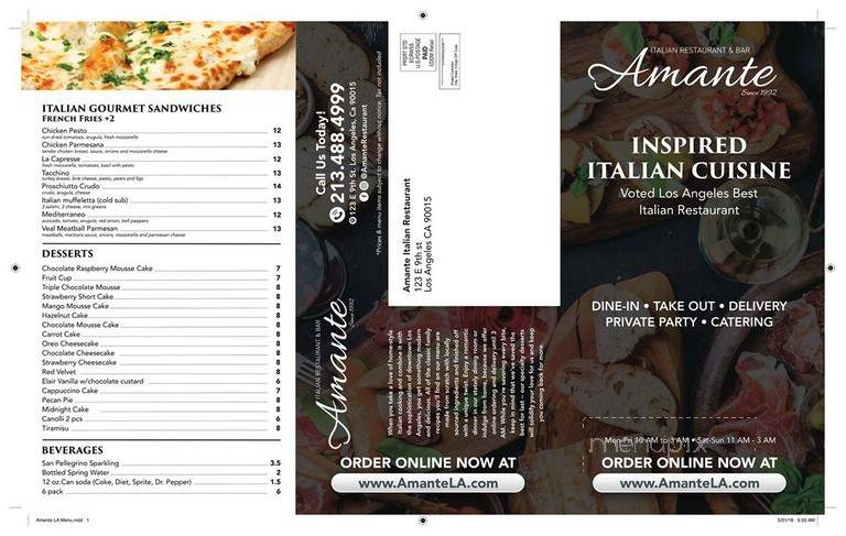Amante's - Los Angeles, CA menu_pic