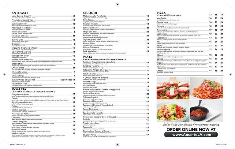 Amante's - Los Angeles, CA menu_pic