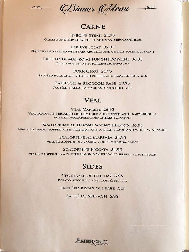 Ambrosio Italian Restaurant & Banquet Hall - Staten Island, NY menu_pic