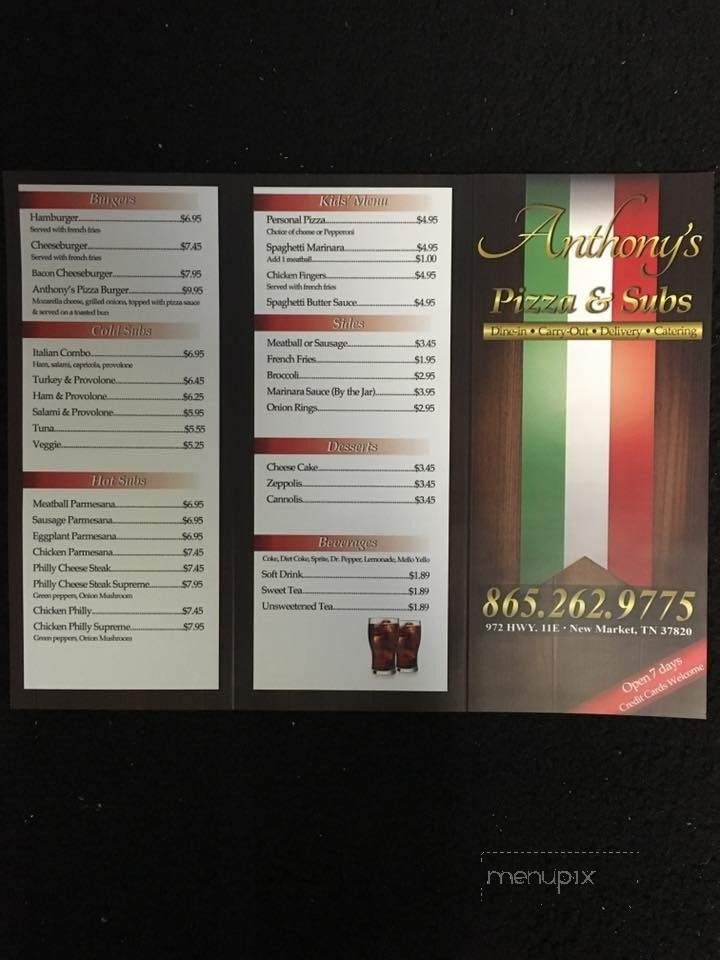 Anthony's Pizza of New Market - New Market, TN menu_pic