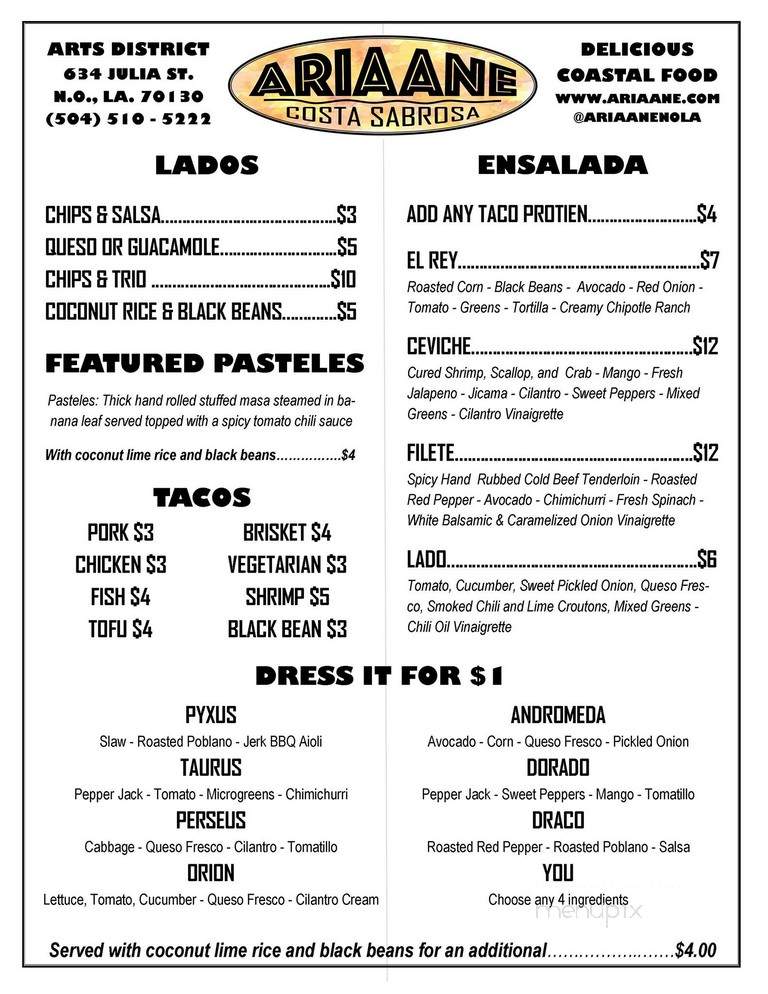 Ariaane - New Orleans, LA menu_pic