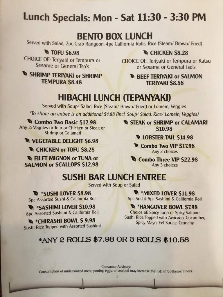 Asian Cafe 1 - Johnson City, TN menu_pic