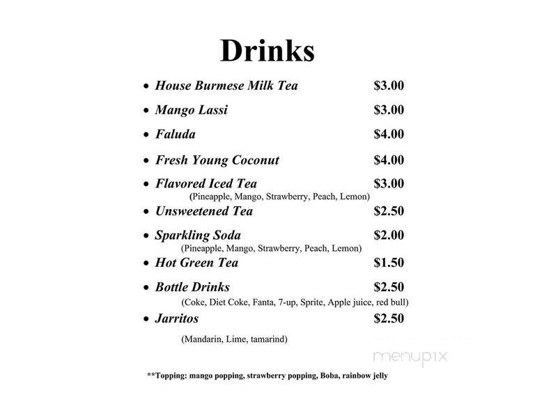 Aung Maylika - Benicia, CA menu_pic