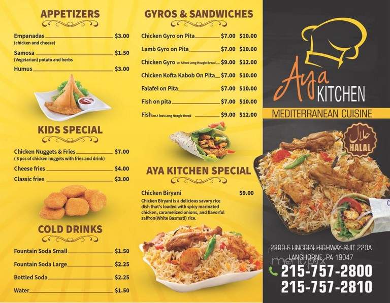 AYA Kitchen - Langhorne, PA menu_pic