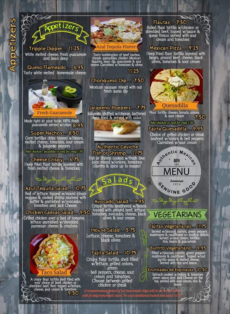 Azul Tequila - Arcadia, FL menu_pic