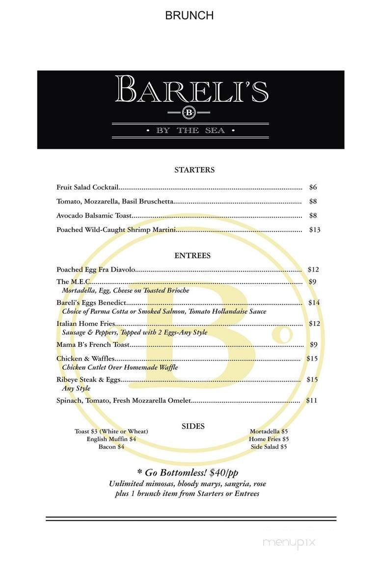 Bareli's By the Sea - Spring Lake, NJ menu_pic