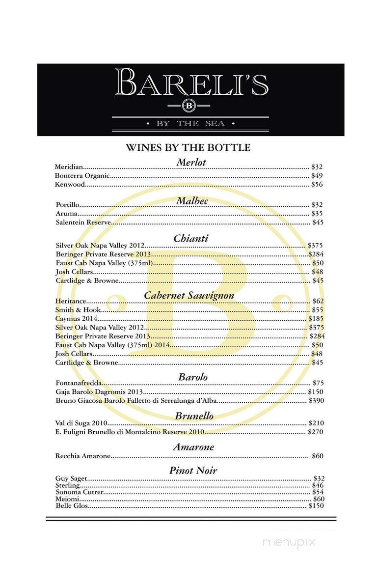 Bareli's By the Sea - Spring Lake, NJ menu_pic