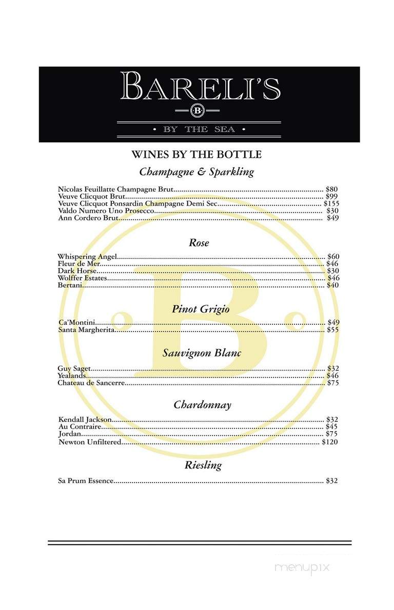 Bareli's By the Sea - Spring Lake, NJ menu_pic