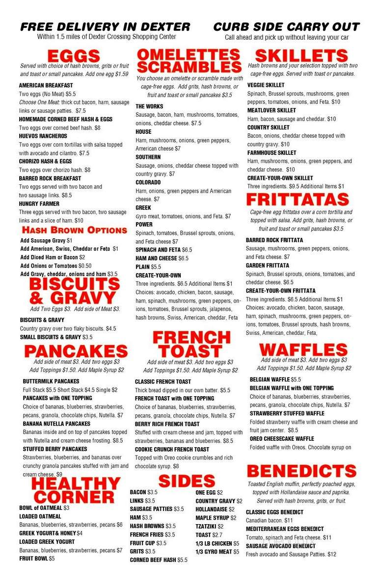 Barred Rock Cafe - Dexter, MI menu_pic
