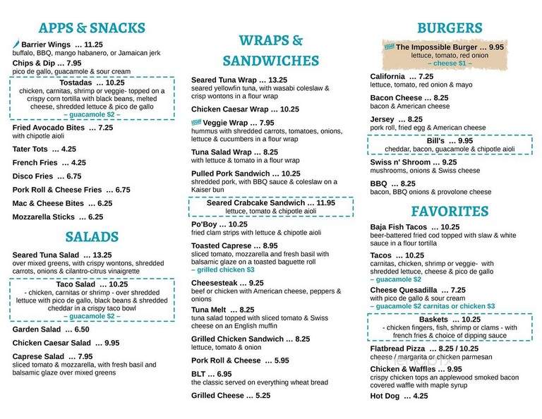 Barrier Grill - Ortley Beach, NJ menu_pic