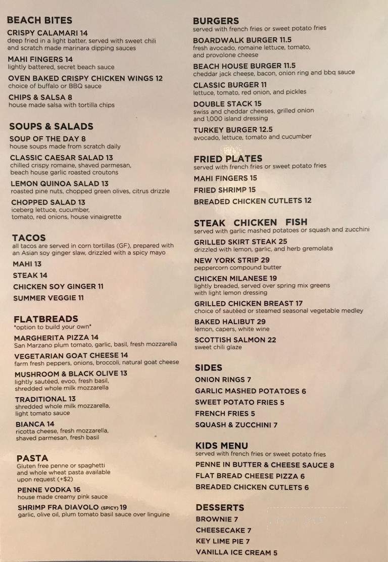 Beach House - Long Branch, NJ menu_pic