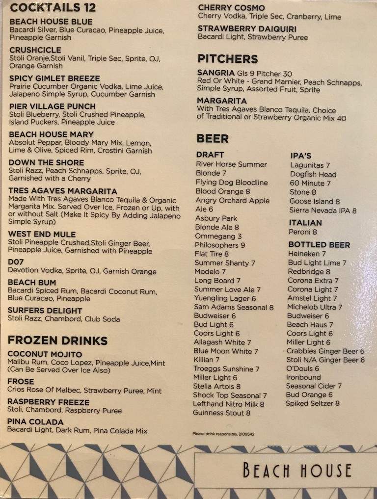 Beach House - Long Branch, NJ menu_pic