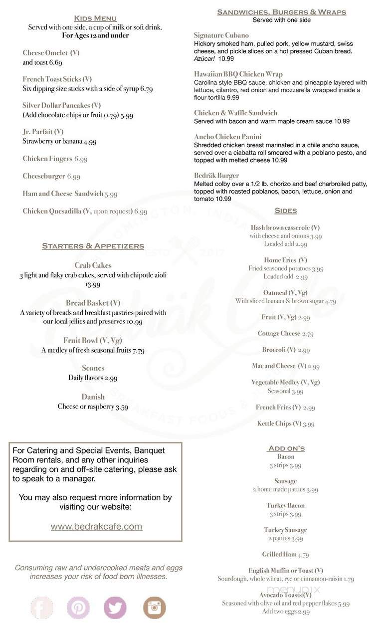 Bedrak Cafe - Bloomington, IN menu_pic