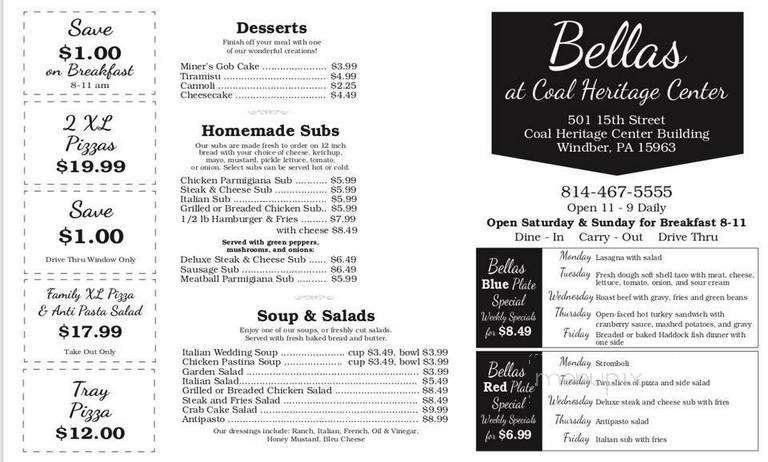 Bella's Pizzeria - Windber, PA menu_pic