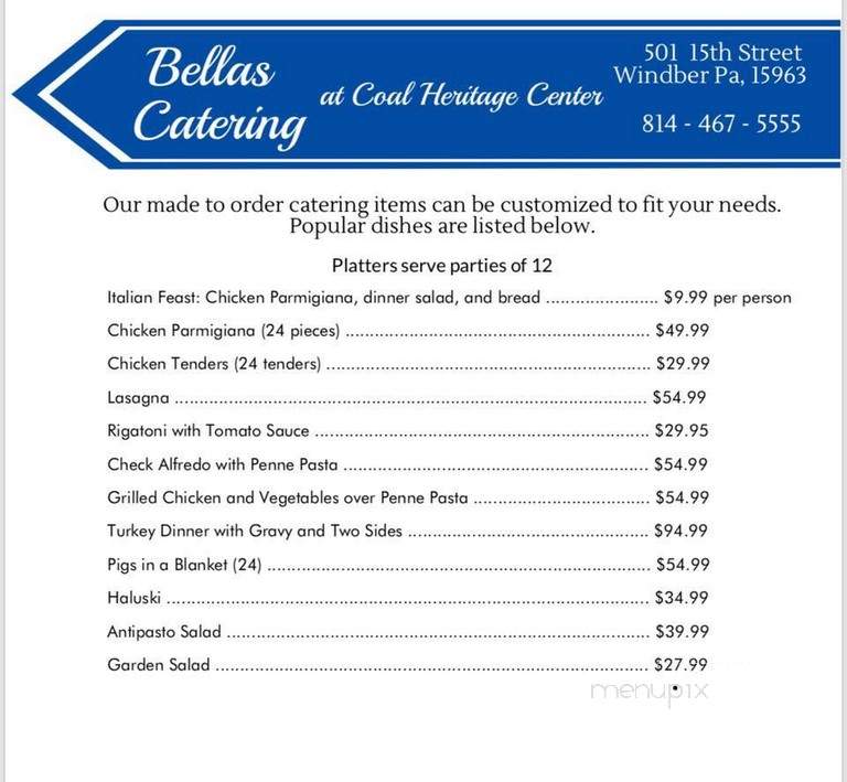 Bella's Pizzeria - Windber, PA menu_pic