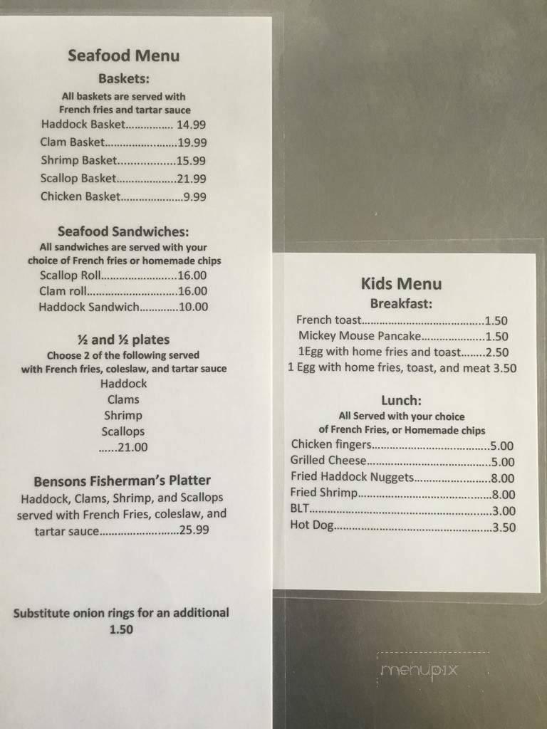 Benson's Cafe - Fremont, NH menu_pic