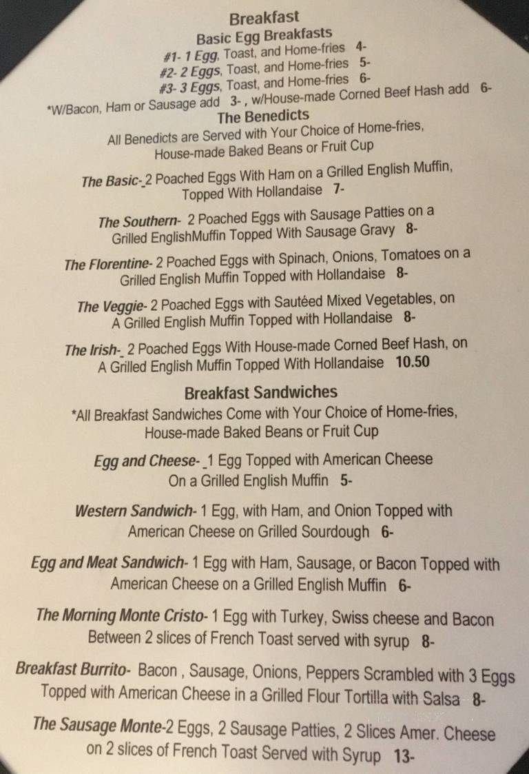 Benson's Cafe - Fremont, NH menu_pic