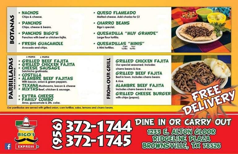 Bigo's Express - Brownsville, TX menu_pic