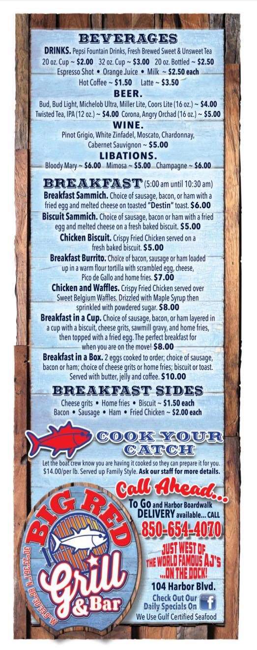 BIG Red Grill - Destin, FL menu_pic