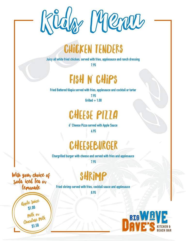 Big Wave Dave's Kitchen & Beach Bar - Orange Beach, AL menu_pic