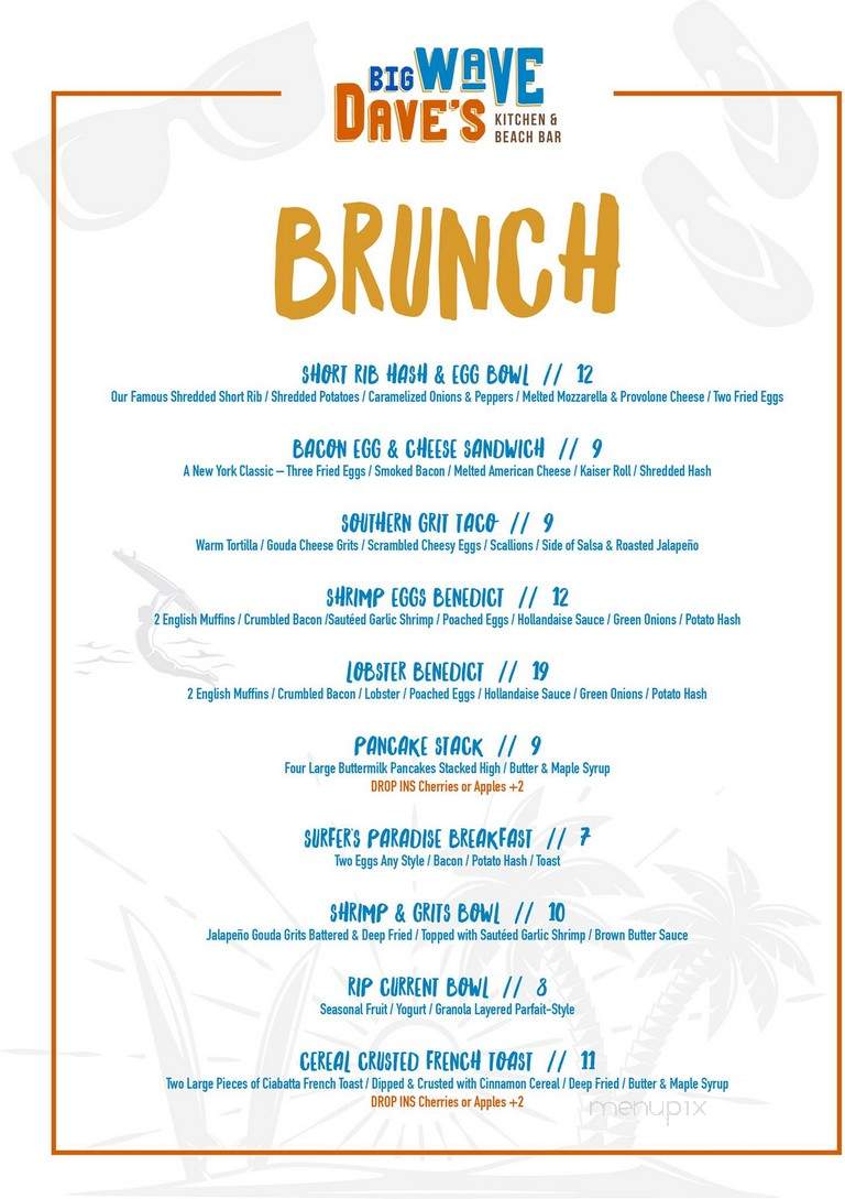 Big Wave Dave's Kitchen & Beach Bar - Orange Beach, AL menu_pic