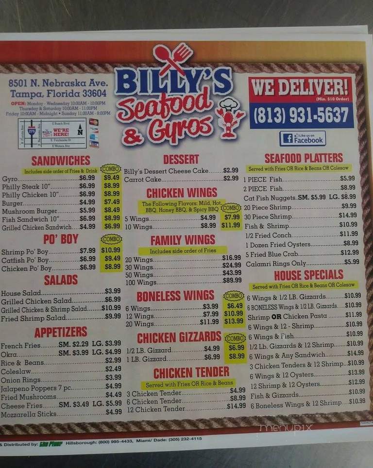 Billy's Seafood & Gyros - Tampa, FL