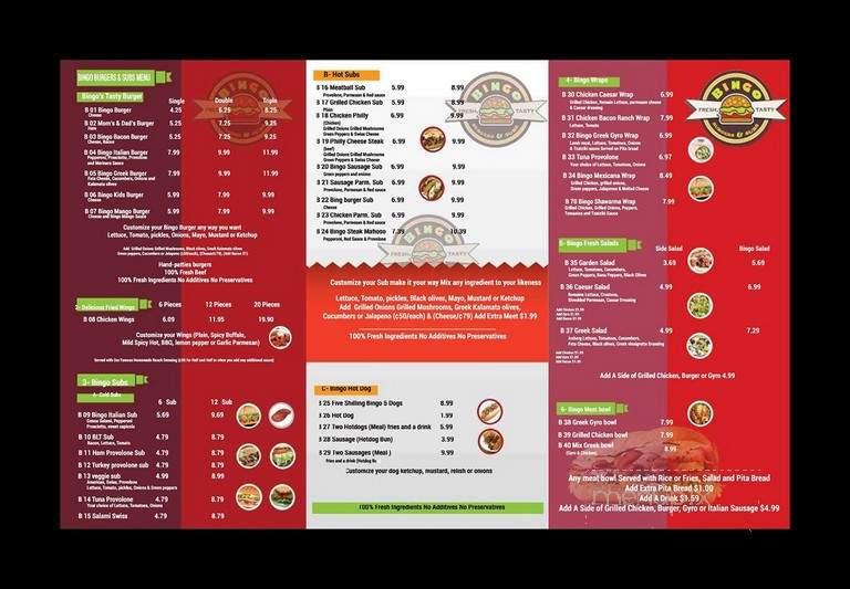 Bingo Burgers & Subs - Columbia, TN menu_pic
