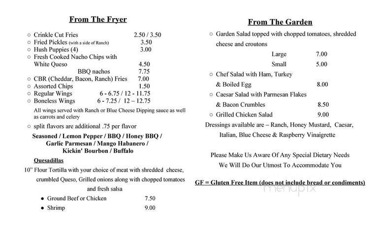 Bistro On The Bluff - Memphis, TN menu_pic