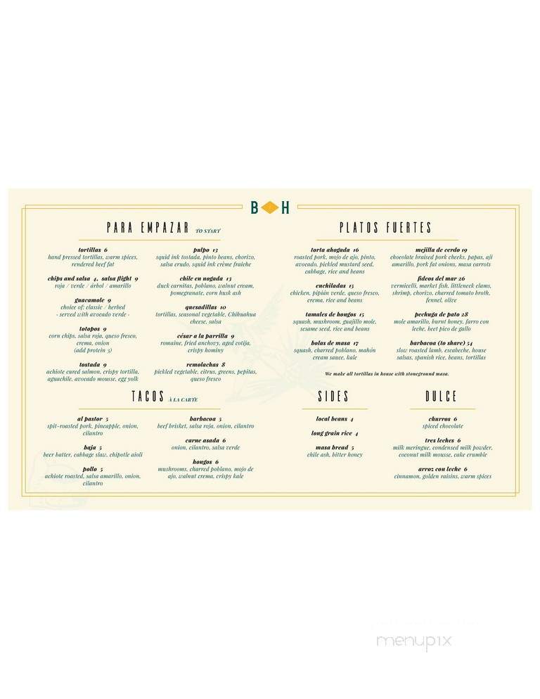 Bitter Honey - Rochester, NY menu_pic