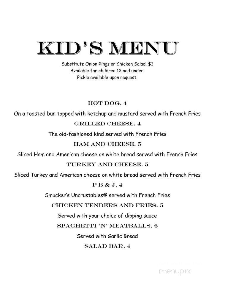 Blind Bill's Restaurant - Moneta, VA menu_pic