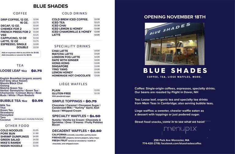 Blue Shades - Worcester, MA menu_pic
