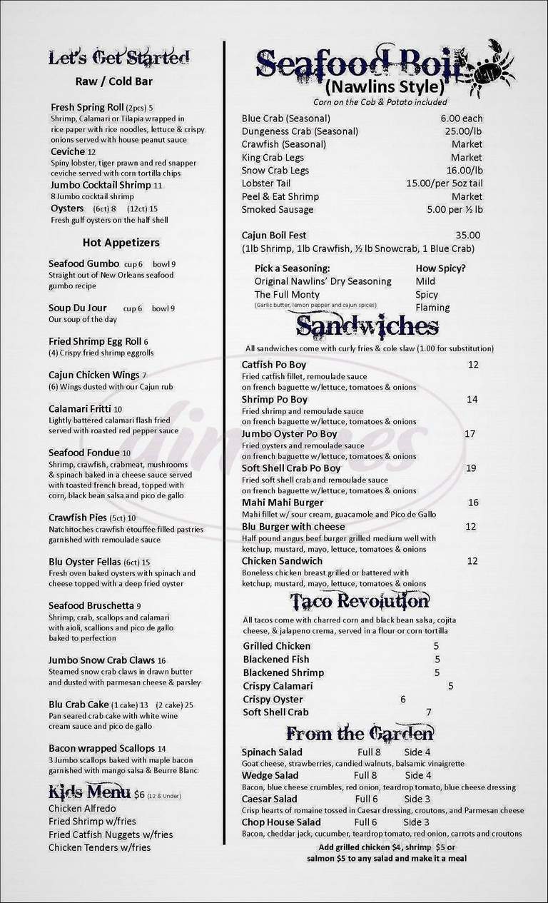 Blu - Fort Worth, TX menu_pic