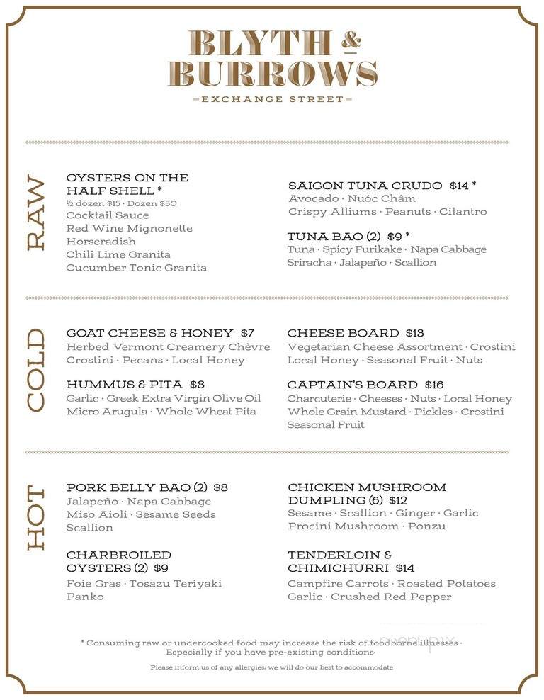 Blyth & Burrows - Portland, ME menu_pic