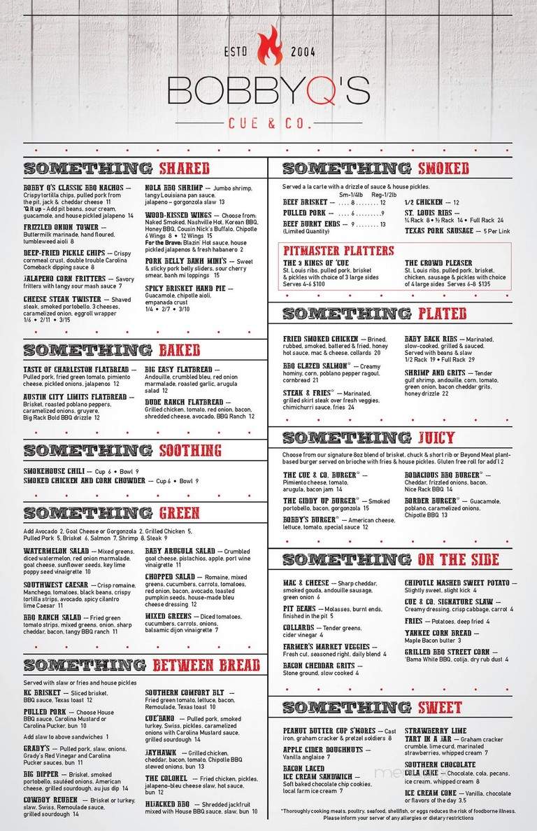 Bobby Q's Cue & Co - Norwalk, CT menu_pic