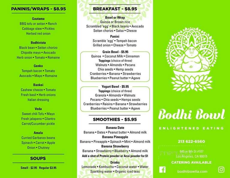 Bodhi Bowl - Los Angeles, CA menu_pic