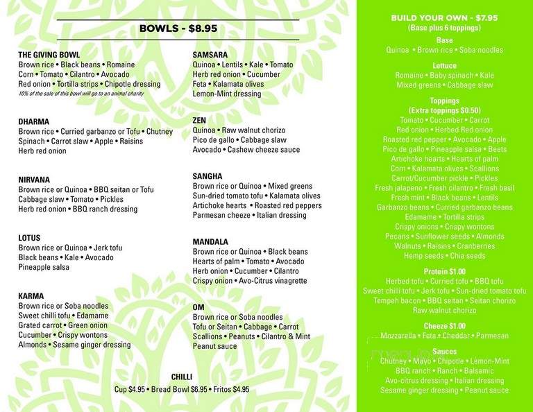Bodhi Bowl - Los Angeles, CA menu_pic