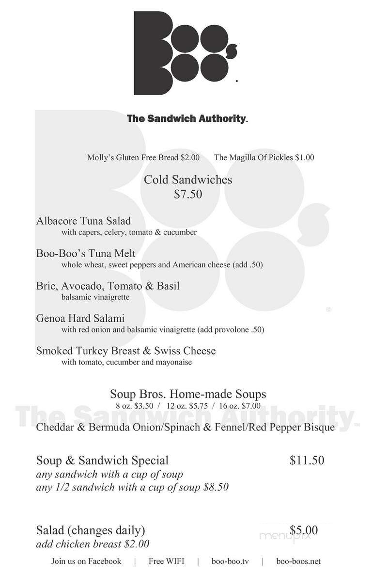 Boo Boo's Sandwiches - Milwaukee, WI menu_pic