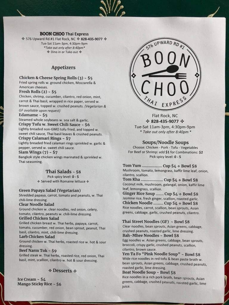 Boon Choo Thai Express - Hendersonville, NC