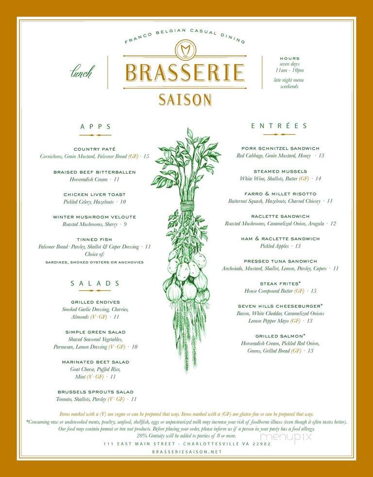 Brasserie Saison - Charlottesville, VA menu_pic
