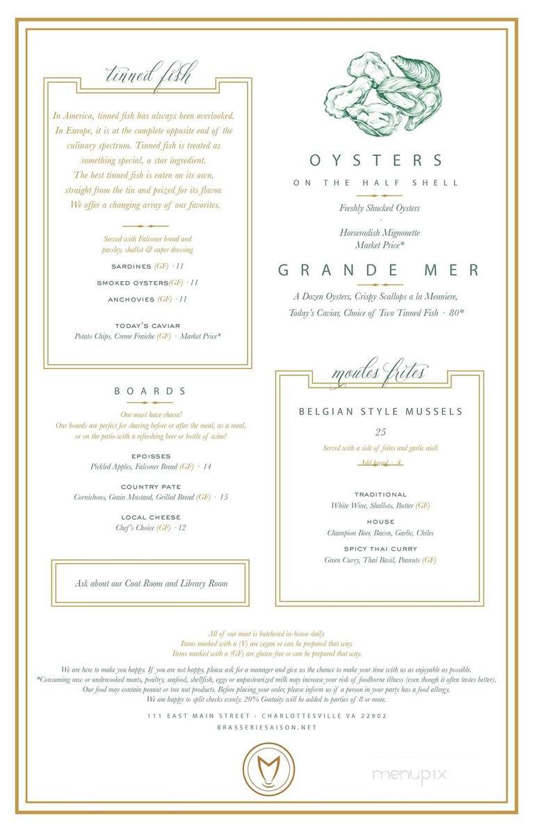 Brasserie Saison - Charlottesville, VA menu_pic