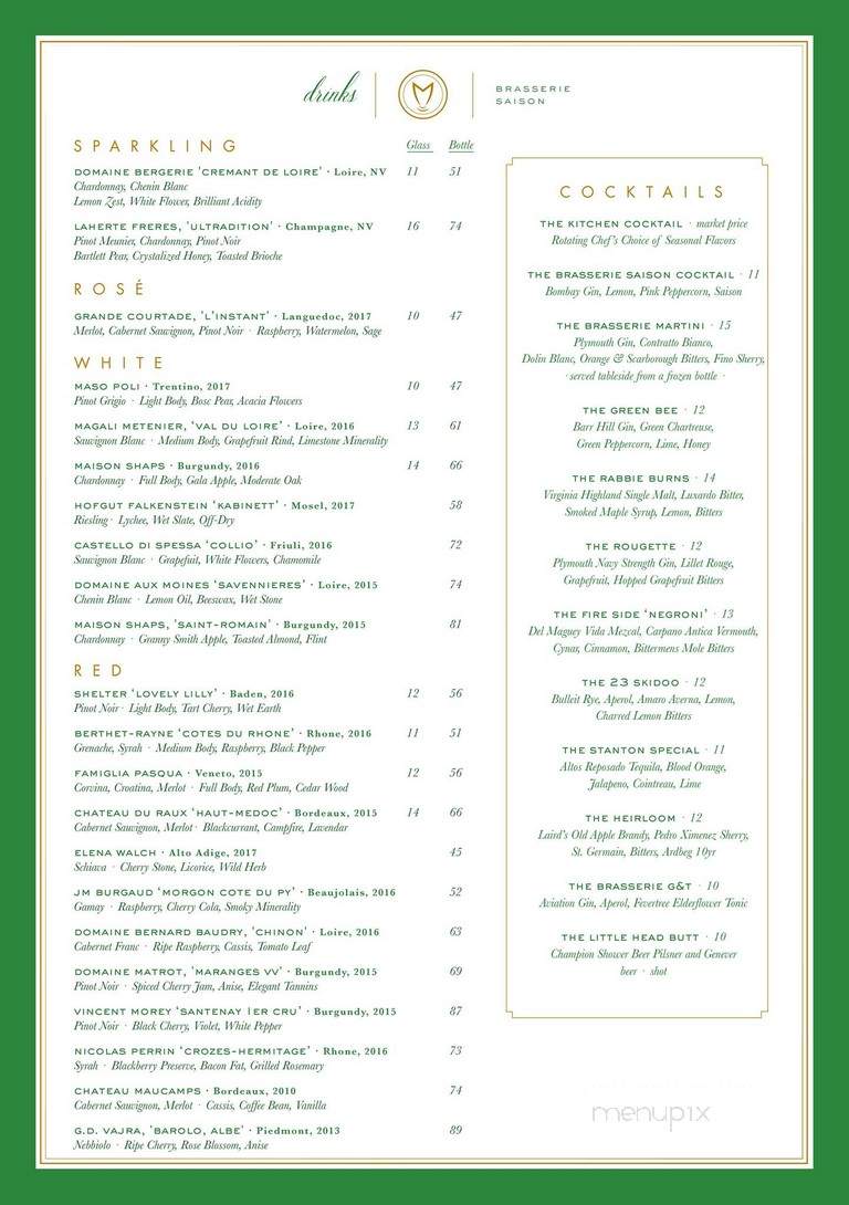 Brasserie Saison - Charlottesville, VA menu_pic
