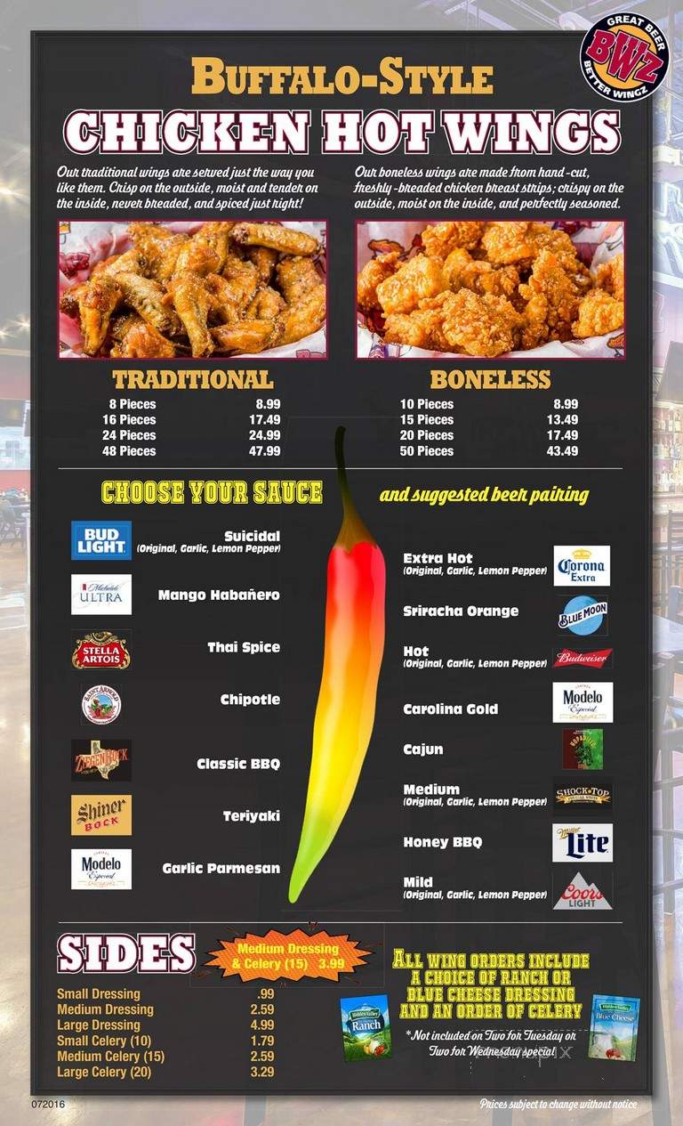 Brewingz Restaurant and Bar - Pearland, TX menu_pic